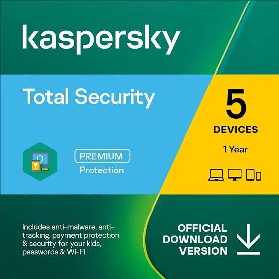Kaspersky Total Security 2023 -5- devices 1 year by email VAT included